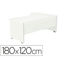 Mesa Rocada Serie Work 180X120 Cm Izquierda Acabado Aw04 Blanco/Blanco