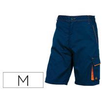 Pantalon De Trabajo Deltaplus Bermuda Cintura Ajustable 5 Bolsillos Color Azul Naranjatalla M