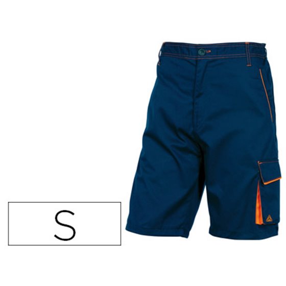 Pantalon De Trabajo Deltaplus Bermuda Cintura Ajustable 5 Bolsillos Color Azul Naranjatalla S