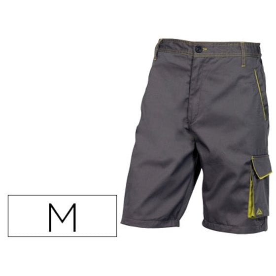 Pantalon De Trabajo Deltaplus Bermuda Cintura Ajustable 5 Bolsillos Color Gris Verde Talla M
