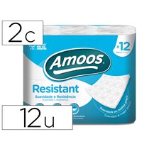 Papel Higienico Amoos 2 Capas 100 Mm Diametro X 87 Mm Alto Paquete De 12 Rollos