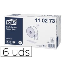 Papel Higienico Tork Jumbo Suave 2 Capas 360 Mt Para Dispensador T1 Paquete De 6 Rollos