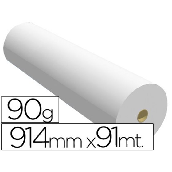 Papel Reprografia Para Plotter 914Mmx91Mt 90Gr Impresion Ink-Jet