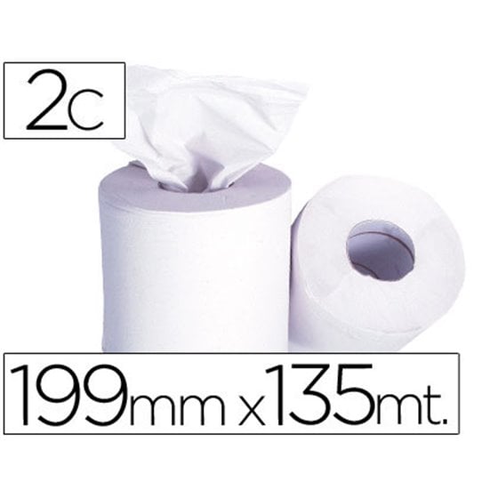 Papel Secamanos 2 Capas 199 Mm X 135 Mt Mandril 70 Mm Diametro 197 Mm