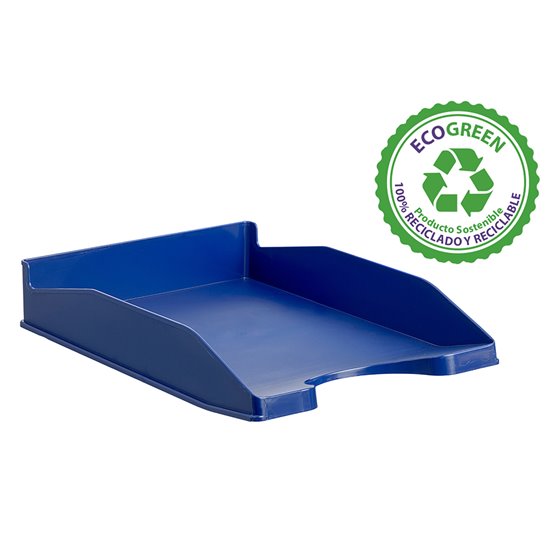 Bandeja Sobremesa Archivo 2000 Ecogreen Plastico 100% Reciclada Apilable Formatos Din A4 Y Folio Color Azul
