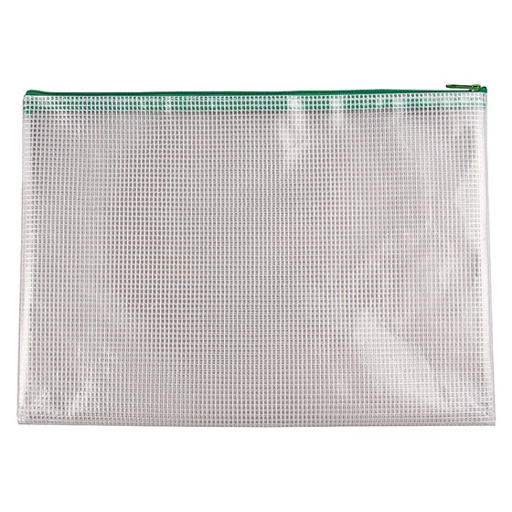 Bolsa Multiusos Q-Connect Malla Din A4 Apertura Superiorcon Cremallera Verde