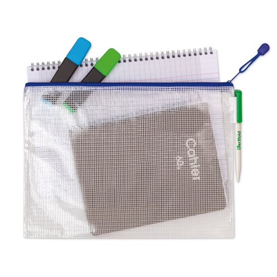 Bolsa Multiusos Tarifold Pvc Din A6 Apertura Superior Con Cremallera Portaboligrafo Y Correa Azul