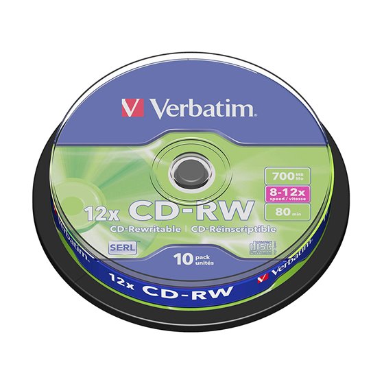 Cd-Rw Verbatim Serl Capacidad 700Mb Velocidad 12X 80 Min Tarrina De 10 Unidades