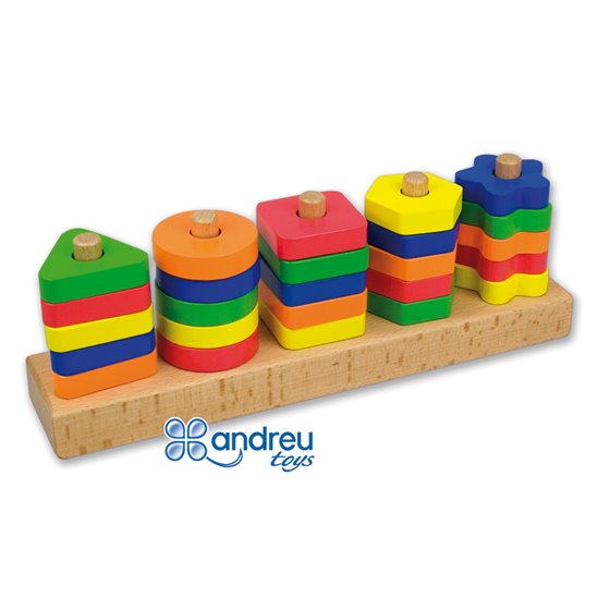 Juego Andreutoys Manipulacion 25 Piezas Geometricas + 12 Plantillas Doble Cara 32,8X19,2X7,1 Cm