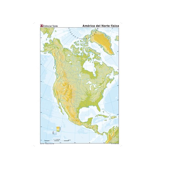 Mapa Mudo Color Din A4 America Del Norte Fisico