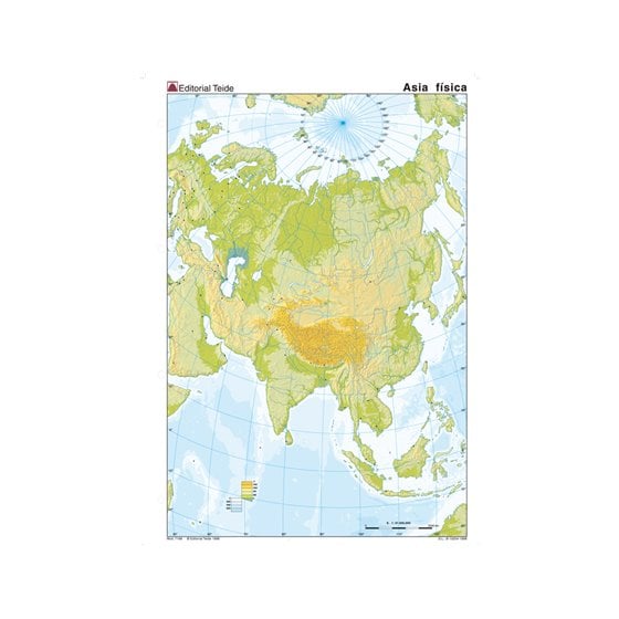 Mapa Mudo Color Din A4 Asia Fisico