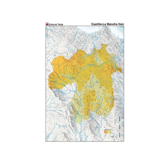Mapa Mudo Color Din A4 Castilla-La Mancha Fisico