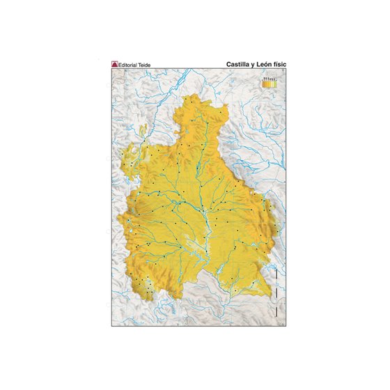 Mapa Mudo Color Din A4 Castilla-Leon Fisico