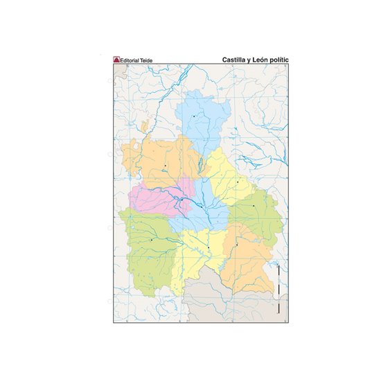 Mapa Mudo Color Din A4 Castilla-Leon Politico