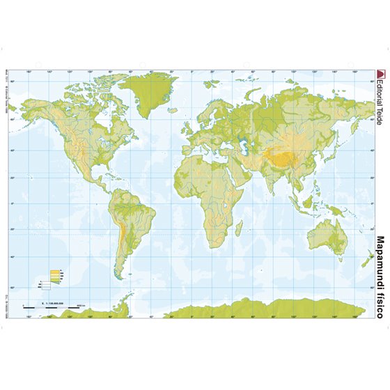 Mapa Mudo Color Din A4 Planisferio Fisico