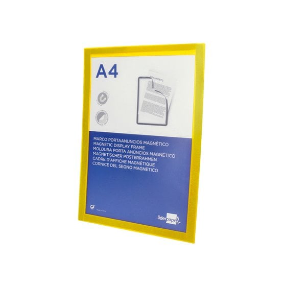 Marco Porta Anuncios Liderpapel Magnetico Din A4 Dorso Adhesivo Removible Color Amarillo
