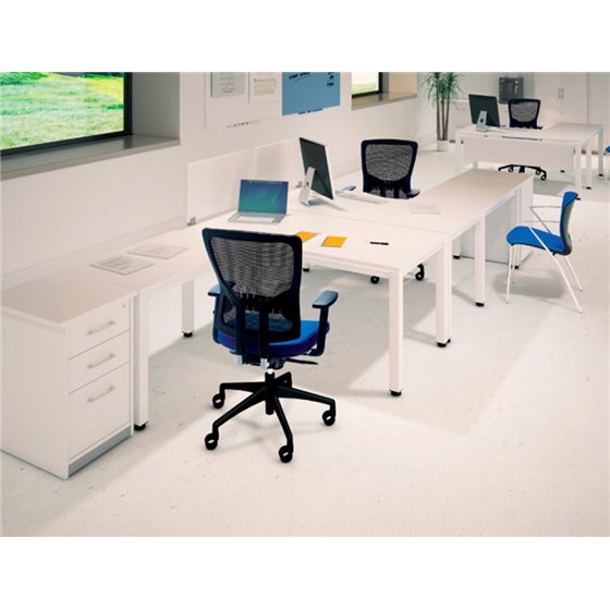 Mesa De Oficina Rocada Executive 2001Ad04 Aluminio/Blanco 140X80 Cm