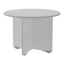 Mesa De Reunion Rocada Meeting 3005Ab02 Estructura Madera Gris Aluminio En Aspas Tablero Gris 100 Cm Diametro