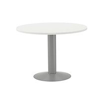 Mesa De Reunion Rocada Meeting 3005At04 Estructura Columna Acero Gris Tablero Madera Blanco 100 Cm Diametro