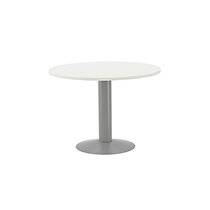 Mesa De Reunion Rocada Meeting 3006At04 Estructura Columna Acero Gris Tablero Madera Blanco 120 Cm Diametro