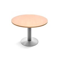 Mesa De Reunion Rocada Meeting 3006Atw01 Estructura Columna Acero Blanco Tablero Madera Haya 120 Cm Diametro