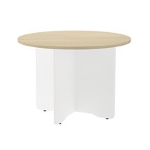 Mesa De Reunion Rocada Redonda 3005Aw01 Estructura Madera En Aspas Color Blanco Tablero Haya 100Cm Diametro