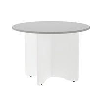 Mesa De Reunion Rocada Redonda 3005Aw02 Estructura Madera En Aspas Color Blanco Tablero Gris 100Cm Diametro