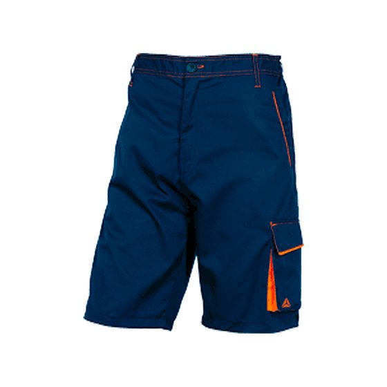 Pantalon De Trabajo Deltaplus Bermuda Cintura Ajustable 5 Bolsillos Color Azul Naranjatalla S