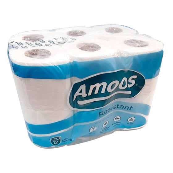 Papel Higienico Amoos 2 Capas 100 Mm Diametro X 87 Mm Alto Paquete De 12 Rollos