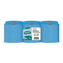 Papel Secamanos Amoos 2 Capas Professional 200 Mm X 125 Mt Color Azul Paquete De 6 Rollos