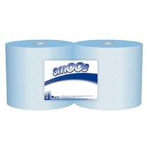 Papel Secamanos Industrial Amoos 2 Capas 235 Mm X 300 Mt Color Azul Paquete De 2 Rollos