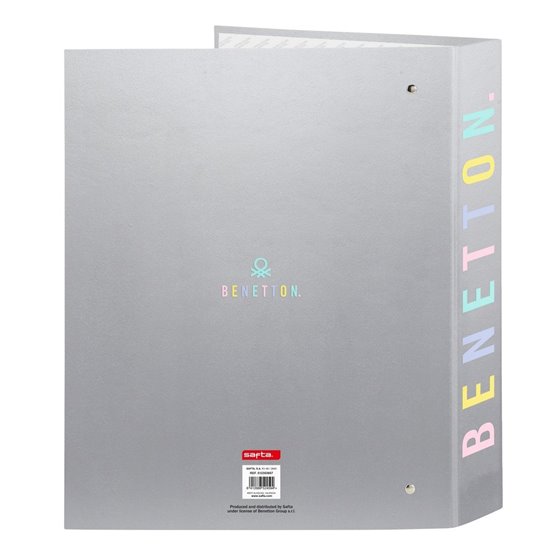 Carpeta Folio 4 Anillas 35Mm Lomo Ancho Benetton "Silver"27 x 33 x 6 cm.