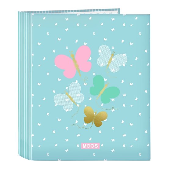 Carpeta Folio 4 Anillas 35Mm Lomo Ancho Moos "Butterflies"27 x 33 x 6 cm.