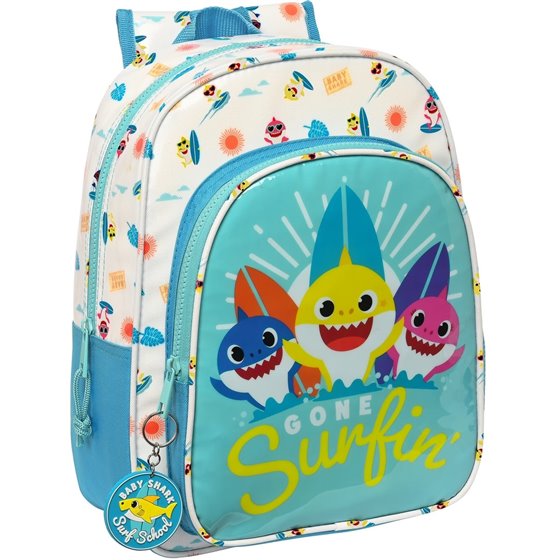 Mochila Infantil Adaptable A Carro Baby Shark "Surfing"26 x 34 x 11 cm.