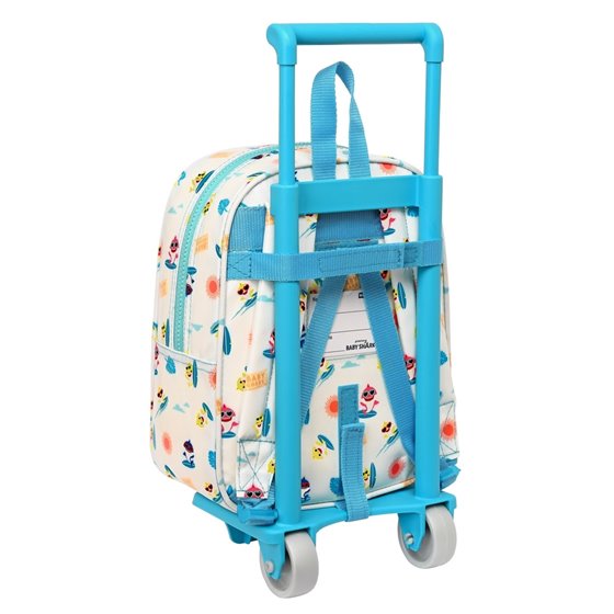 Mochila Con Bolsillo Con Carro 805 Baby Shark "Surfing"22 x 27 x 10 cm.