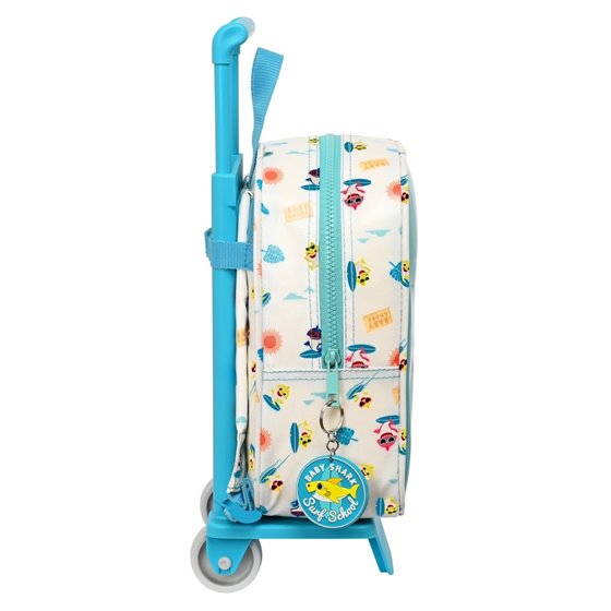 Mochila Con Bolsillo Con Carro 805 Baby Shark "Surfing"22 x 27 x 10 cm.