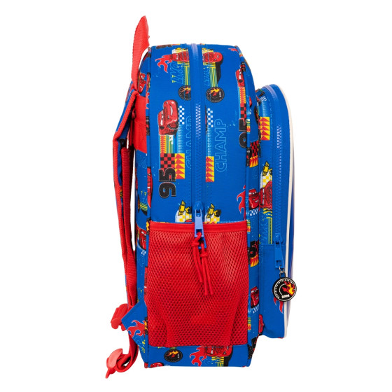 Mochila Junior Adaptable A Carro Cars "Race Ready"32 x 38 x 12 cm.