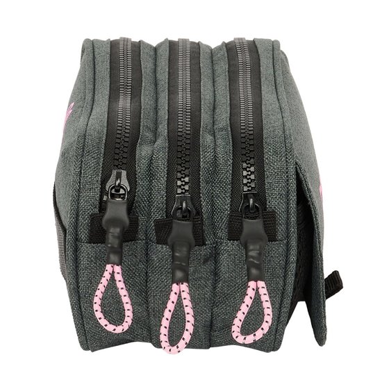 Portatodo Triple Big Kappa "Silver Pink"21,5 x 10 x 8 cm.
