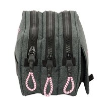 Portatodo Triple Big Kappa "Silver Pink"21,5 x 10 x 8 cm.