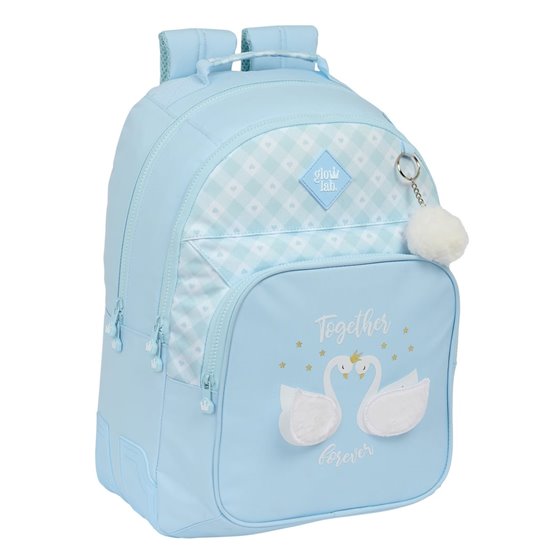 Mochila Doble Adaptable A Carro Glowlab "Cisnes"32 x 42 x 15 cm.