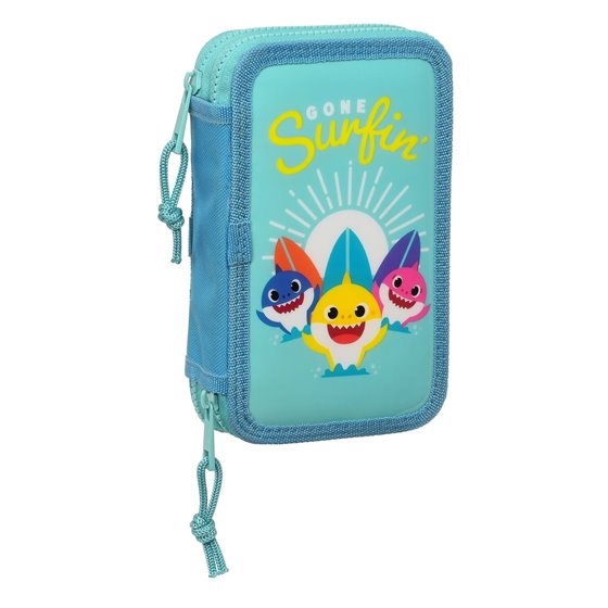 Plumier Doble Pequeño 28 Piezas Baby Shark "Surfing"12,5 x 19,5 x 4 cm.