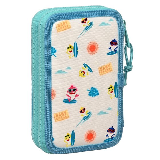 Plumier Doble Pequeño 28 Piezas Baby Shark "Surfing"12,5 x 19,5 x 4 cm.