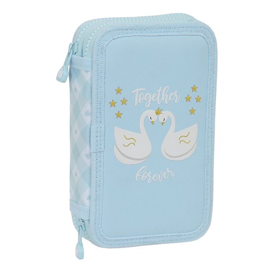 Plumier Doble Pequeño 28 Piezas Glowlab "Cisnes"12,5 x 19,5 x 4 cm.