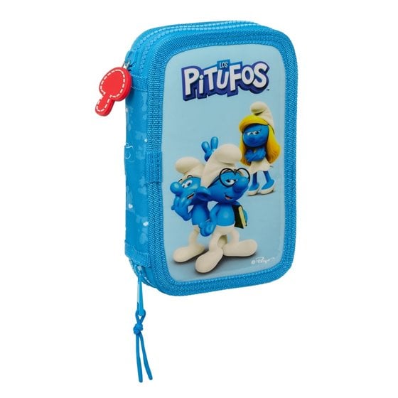 Plumier Doble Pequeño 28 Piezas Los Pitufos12,5 x 19,5 x 4 cm.