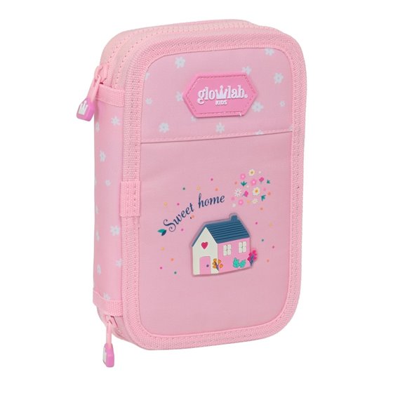 Plumier Doble Pequeño 28 Piezas Reciclado Glowlab Kids "Sweet Home"12,5 x 19,5 x 4 cm.