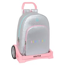 Mochila Con Carro Evolution Benetton "Silver"30 x 46 x 14 cm.
