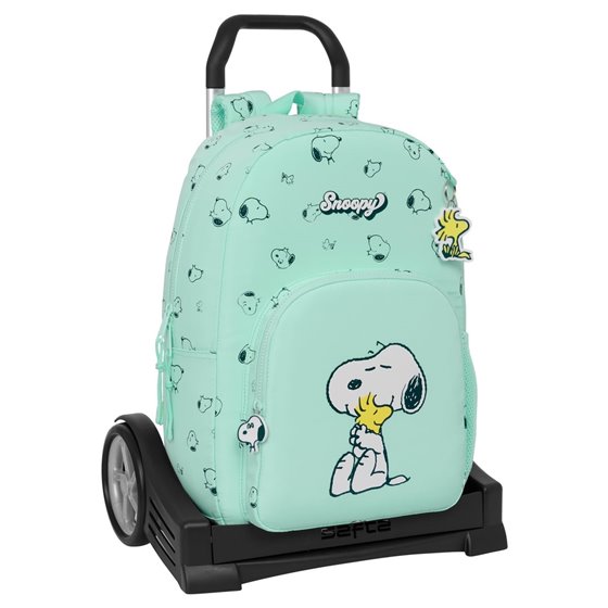 Mochila Con Carro Evolution Snoopy "Groovy"30 x 46 x 14 cm.