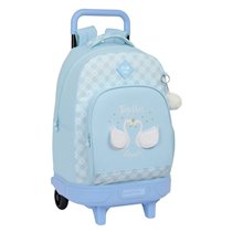 Mochila Grande Con Ruedas Compact Extraible Glowlab "Cisnes"33 x 45 x 22 cm.