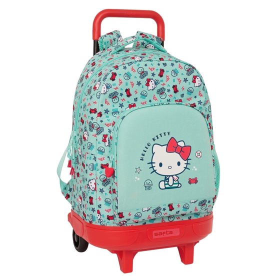 Mochila Grande Con Ruedas Compact Extraible Hello Kitty "Sea Lovers"33 x 45 x 22 cm.