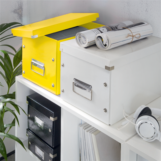 Caja De Almacenaje Grande Click & Store Wow En Forma De Cubo De Leitz Amarillo